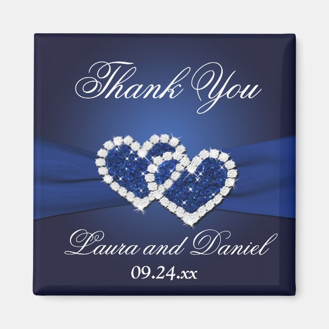 Íman Marinho Azul Unida Corações Favor Magnet (Frente)