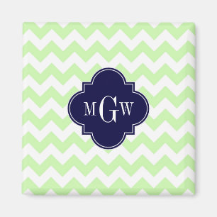 Íman Marinho Celeron Whevron Blue Quatrefoil 3 Monogram