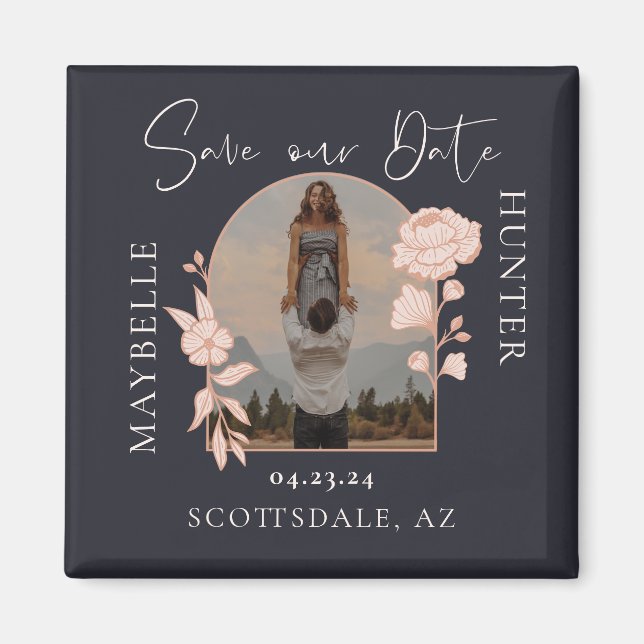 Íman Marinho de Arca de Fotografias Floral Rosa do Mode (Frente)