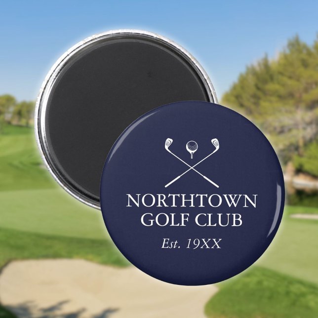 Íman Marinho de nomes personalizados do clube de golfe  (Personalized Golf Club Name Navy Blue Magnet)