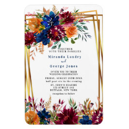 Íman Marinho Marsala Orange Convite de casamento Dourad