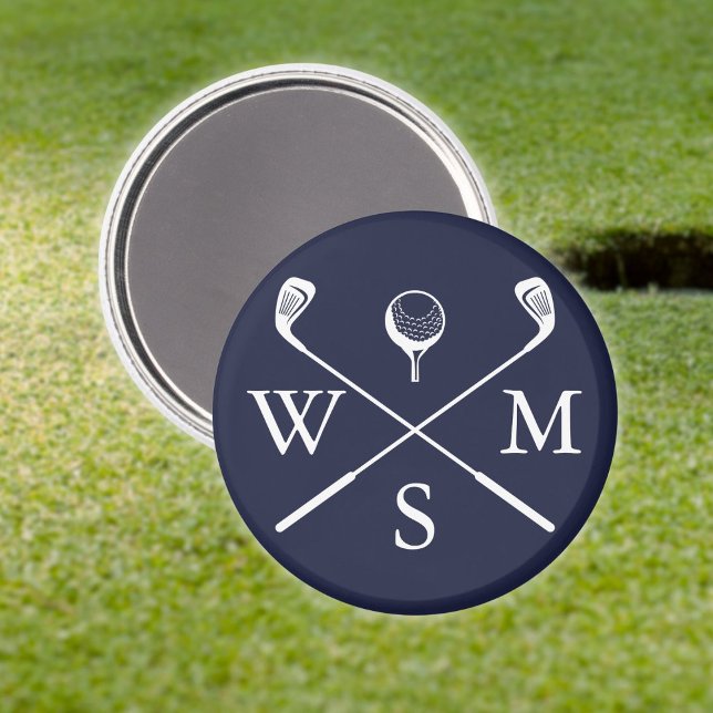 Íman Marinho personalizado de monograma personalizado a (Personalized Custom Monogram Navy Blue Magnet)