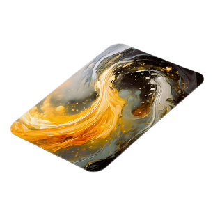 Íman Mármore Abstrato Dourado Ondas Modernas