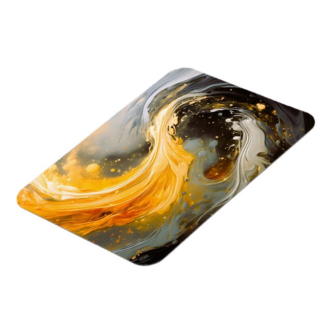 Íman Mármore Abstrato Dourado Ondas Modernas (Left Side)