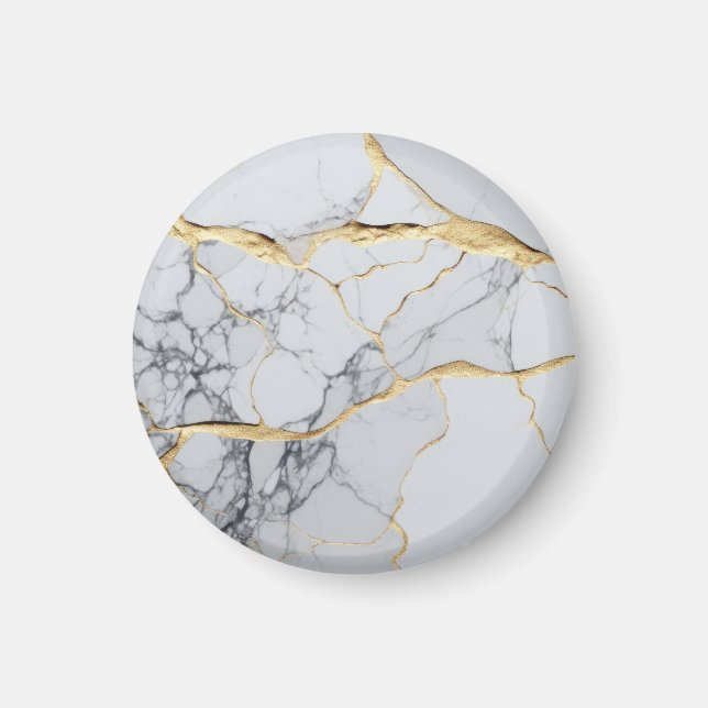 Íman Mármore branco e dourado  (Frente)