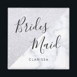 Íman Mármore branco legante e dama de prata<br><div class="desc">Na moda em falso brilho prateado e mármore branco.</div>