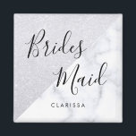 Íman Mármore branco legante e dama de prata<br><div class="desc">Na moda em falso brilho prateado e mármore branco.</div>