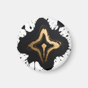 Íman Mármore Fluido Abstrato Luxo Dourado Preto