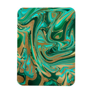 Íman Mármore Líquido Verde e Dourado