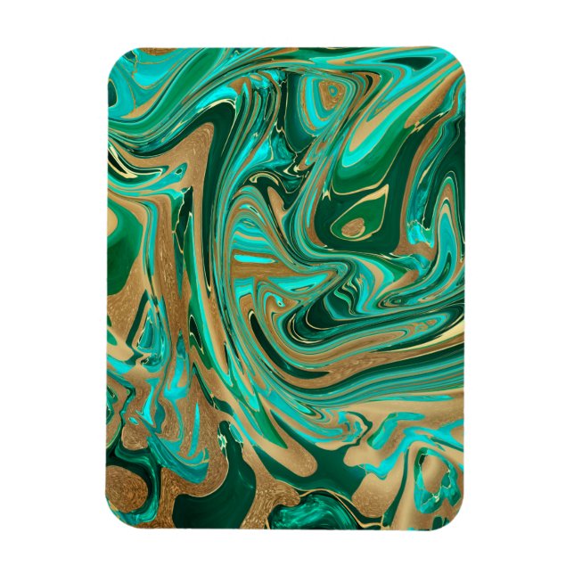 Íman Mármore Líquido Verde e Dourado (Vertical)