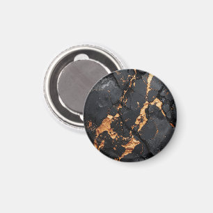Íman Mármore Preto Elegante com Veias Douradas Arte Mod