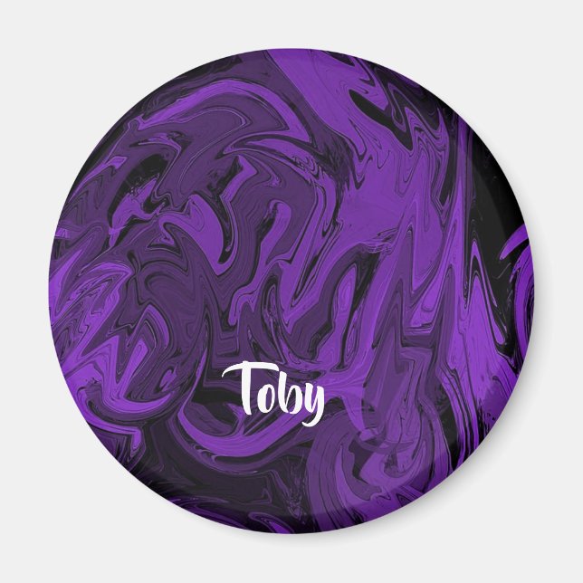 Íman Mármore roxo e preto polido (Frente)