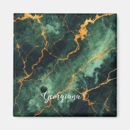 Íman Mármore Verde e Dourado da Floresta Automática Per