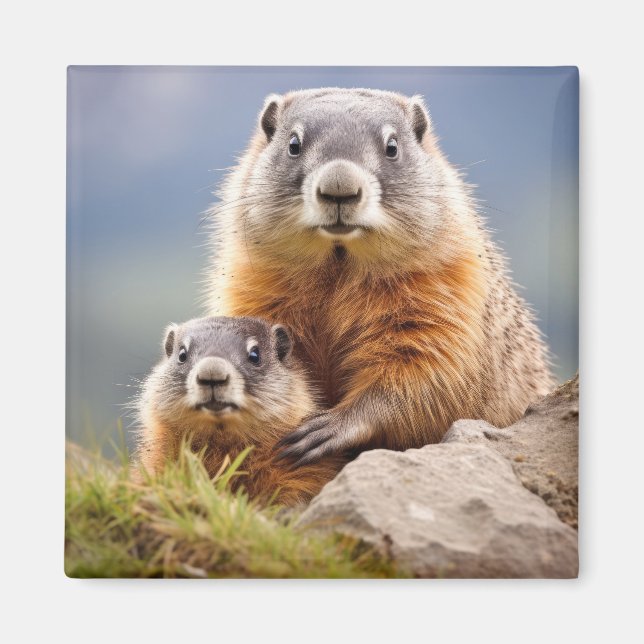 Íman Marmot Animal Wilderness Beauty Freedom Love (Frente)