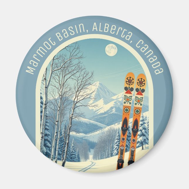 Íman Marmot Basin Alberta Canadá souvenir de esqui  (Frente)