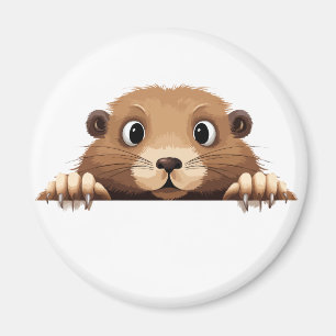 Íman Marmot Peeking Bonito Adorável Animação Engraçado