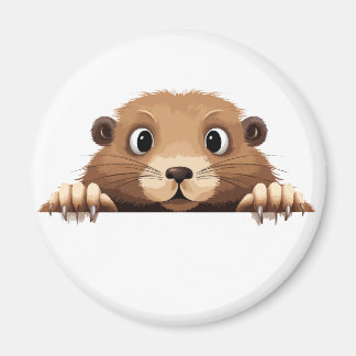 Íman Marmot Peeking Bonito Adorável Animação Engraçado