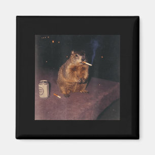 Íman Marmota fumando cigarro engraçado meme retrô Geraç