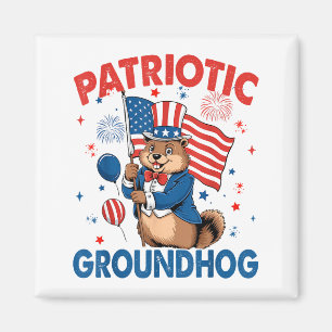 Íman Marmota Patriótica Bandeira Americana 4 De Julho