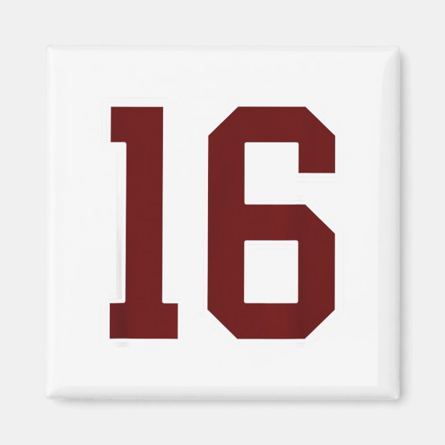 Íman Maroon And White Number 16 Jersey Player Uniform # (Frente)