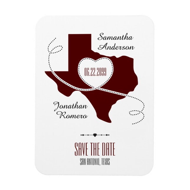 Íman Maroon Texas Curling Ribbon Salvar Data (Vertical)
