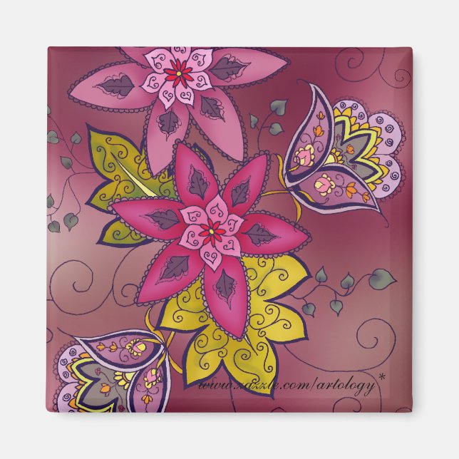 Íman Maroon Tulips Magnet (quadrado) (Frente)