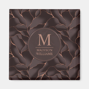 Íman Marrom Chocolate & Dourado Rosa Padrão de Onda Abs