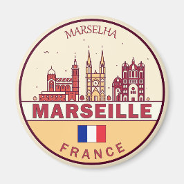 Íman Marselha França City Skyline Emblem