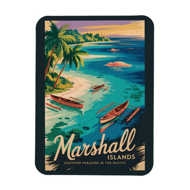 Íman Marshall Islands Coast Illustration Travel Art (Vertical)