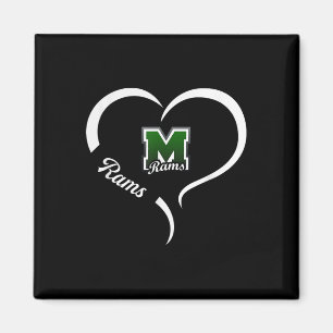 Íman Marshfield Rams Logotipo Half Heart Slogan Hs
