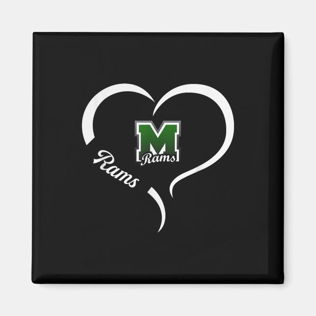Íman Marshfield Rams Logotipo Half Heart Slogan Hs (Frente)