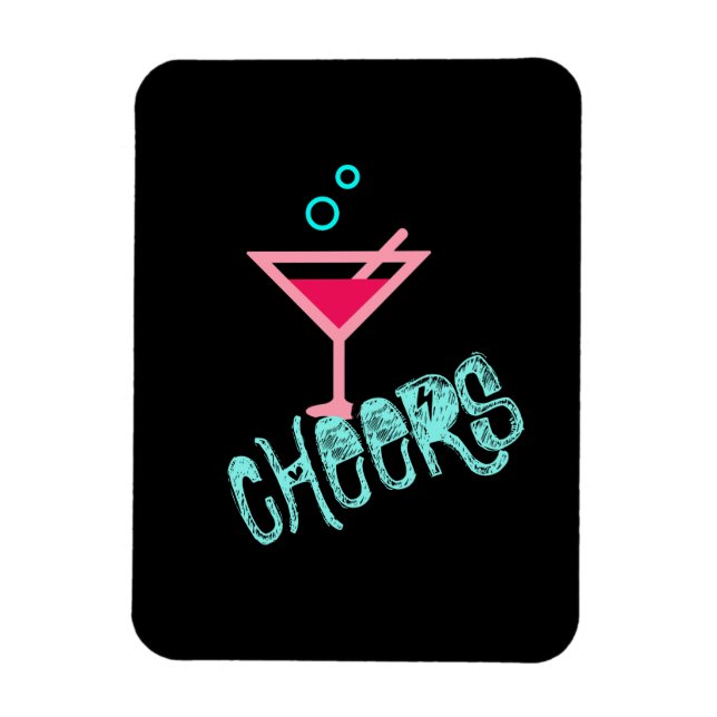 Íman Martini - Arte de Pop, Rosa e Turquesa com Álcool (Vertical)
