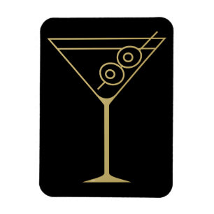 Íman Martini de azeitona dourado modernista de meados d
