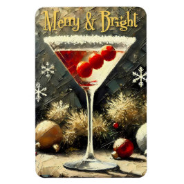 Íman Martini de Natal de Cranberry Triplo Retro dos Ano