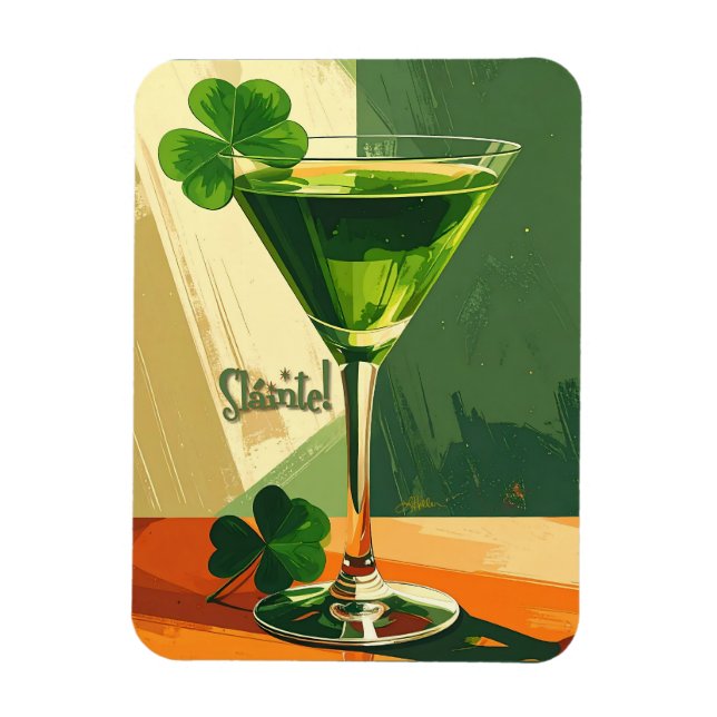 Íman Martini de Trevo de Meados do Século Sláinte!  (Vertical)