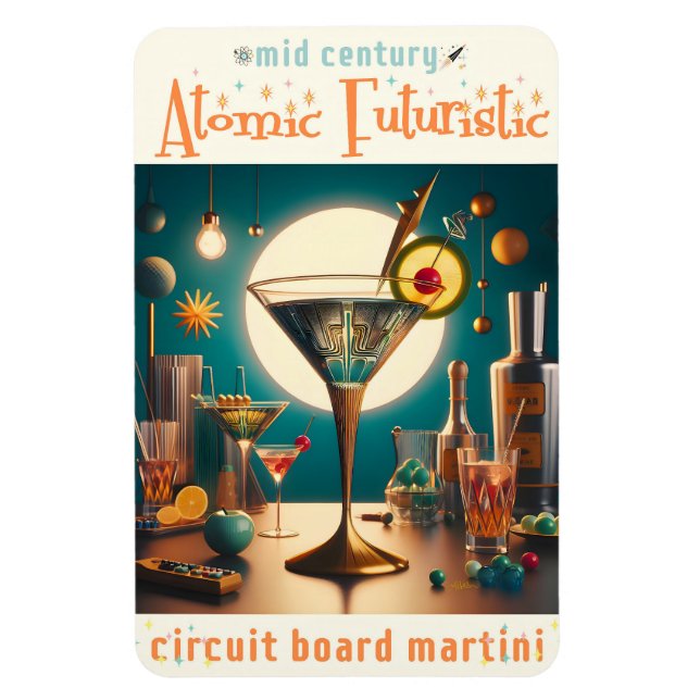 Íman Martini Futurista de Placa de Circuito Atômico (Vertical)