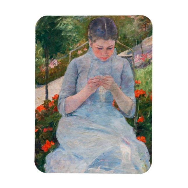 Íman Mary Cassatt - Garota costurando um jardim (Vertical)