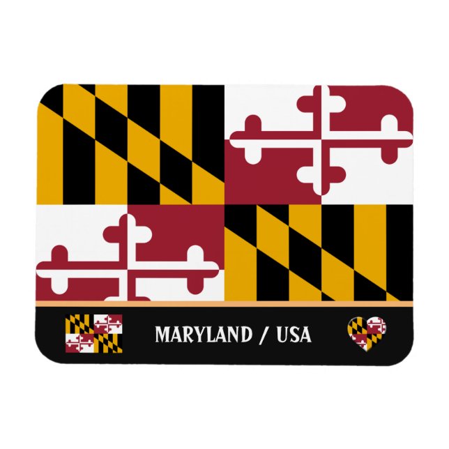 Íman Maryland Flag & Maryland State /viagem America (Horizontal)