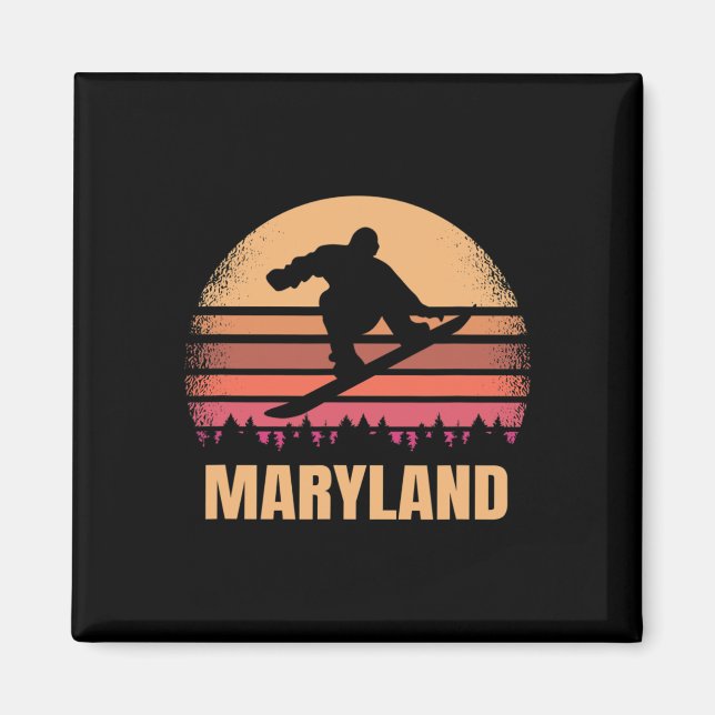 Íman Maryland Snowboard Vintage Md Snow Boarder Retr (Frente)