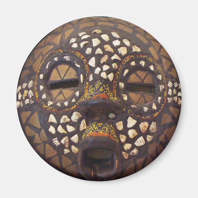 Íman Máscara africana com conchas de cowrie (Frente)