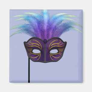 Íman Máscara de Carnaval de Mascarada Roxa Arte de Fest