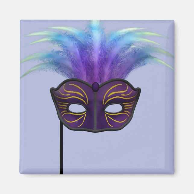 Íman Máscara de Carnaval de Mascarada Roxa Arte de Fest (Frente)