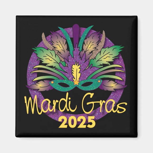Íman Máscara de Ímã do Mardi Gras - 2025 (Frente)