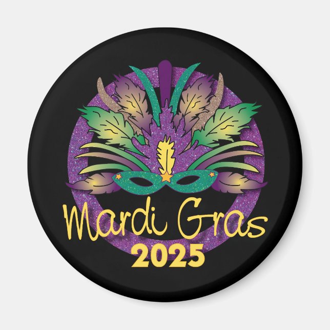 Íman Máscara de Ímã do Mardi Gras - 2025 (Frente)