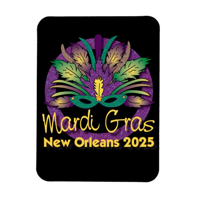 Íman Máscara de Mardi Gras Ímã - 2025 - Nova Orleans (Vertical)