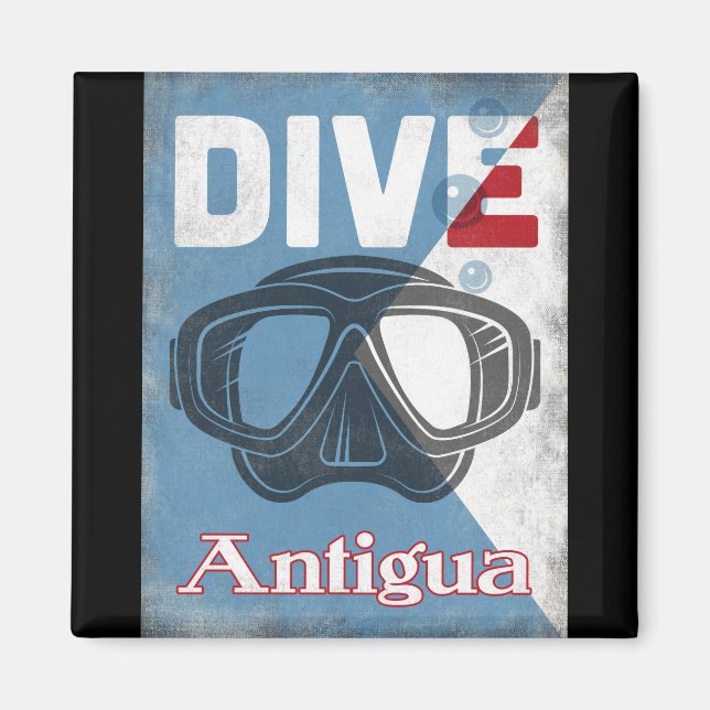 Íman Máscara de mergulho de Antígua Vintage Scuba (Frente)