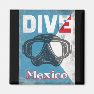 Íman Máscara de mergulho no México Vintage Scuba