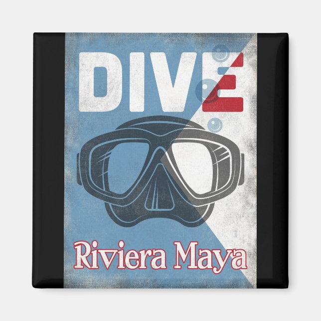 Íman Máscara de mergulho Riviera Maya Vintage Scuba (Frente)