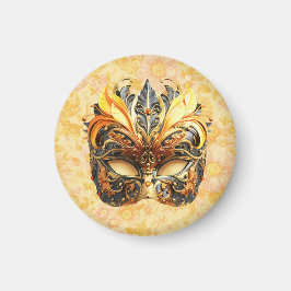 Íman Máscara de pena amarela sobre padrão floral