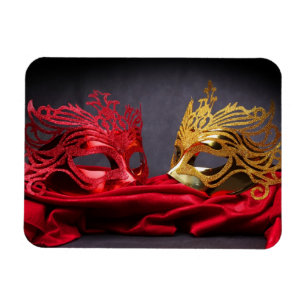 Íman Máscara decorada do mascarada no veludo vermelho